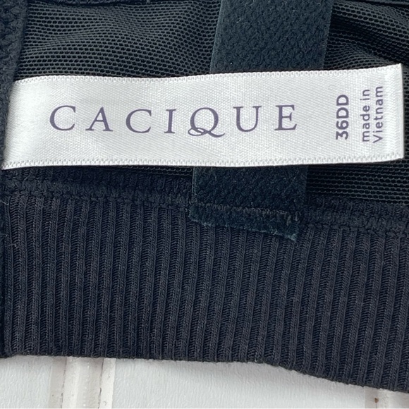 Cacique Unlined High Apex Bralette Black Ribbed Size 36DD - Picture 7 of 11